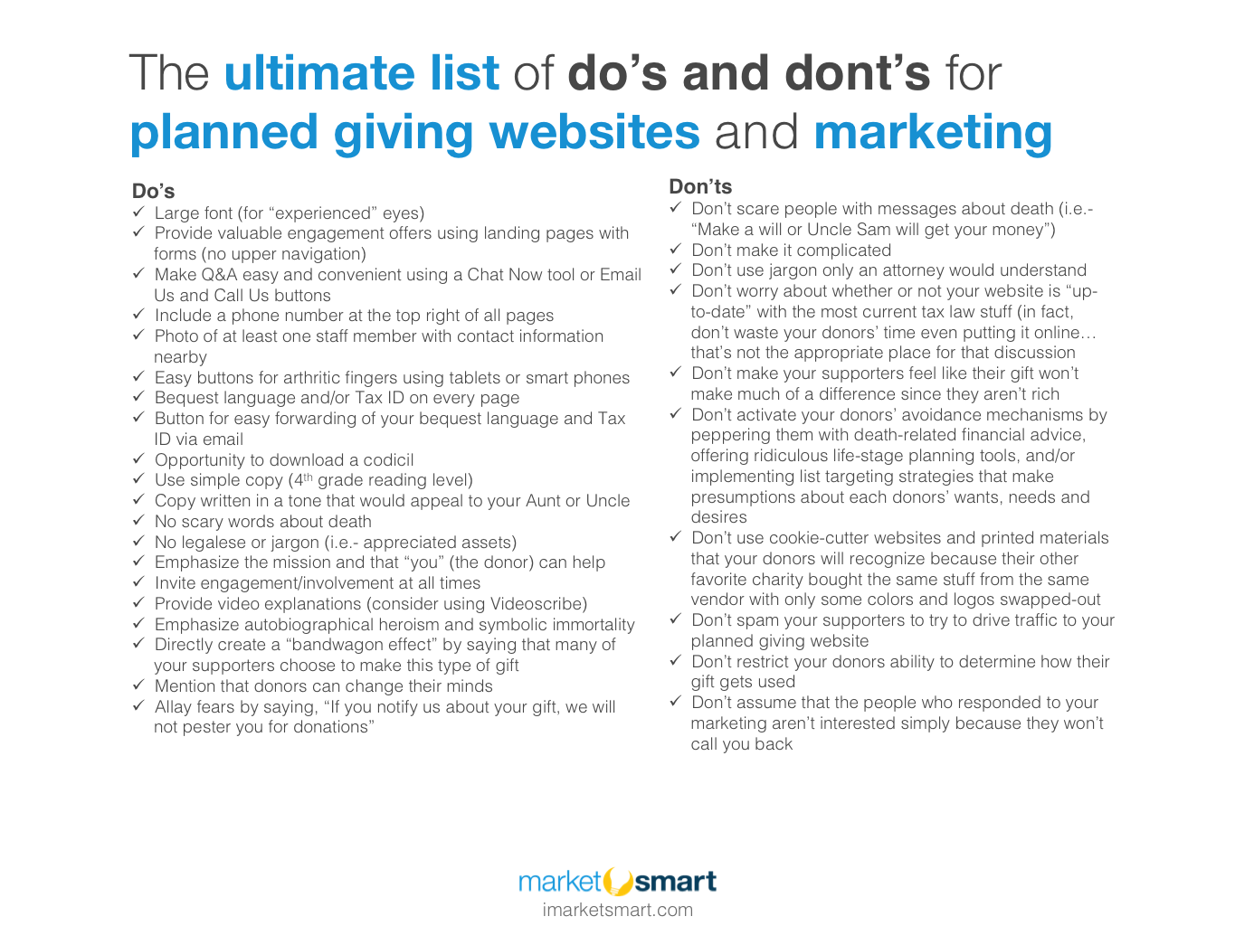 do's and dont's for planned giving websites and marketing