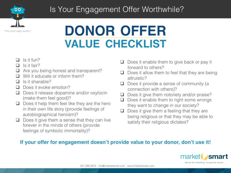 checklist for offering donor value